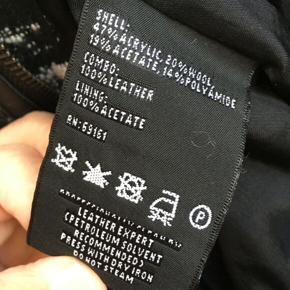 CARLISLE ZIP FRONT JACKET IN BLACK AND WHITE WITH BLACK LEATHER TRIM - Picture 12 of 12